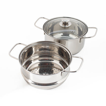 Steamer Stainless Steel with Glass Lid