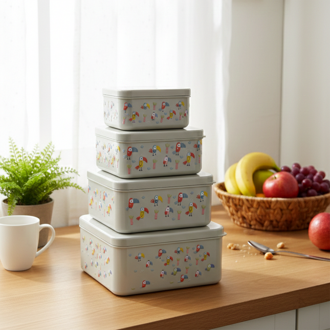 Snack 4 in 1 Container Set | Bird Printed
