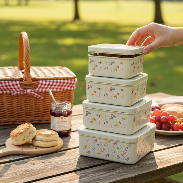 Snack 4 in 1 Container Set | Bird Printed