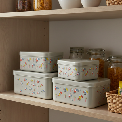 Snack 4 in 1 Container Set | Bird Printed