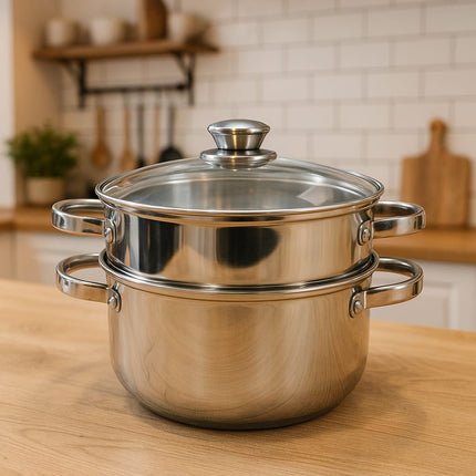 Steamer Stainless Steel with Glass Lid