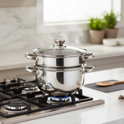 Steamer Stainless Steel with Glass Lid