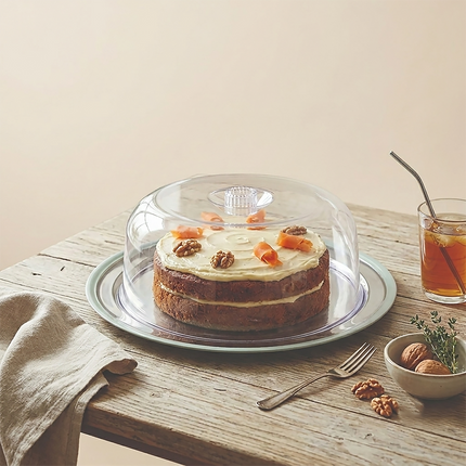 Stainless Steel Smart Serve Platter with Clear Acrylic Dome Lid
