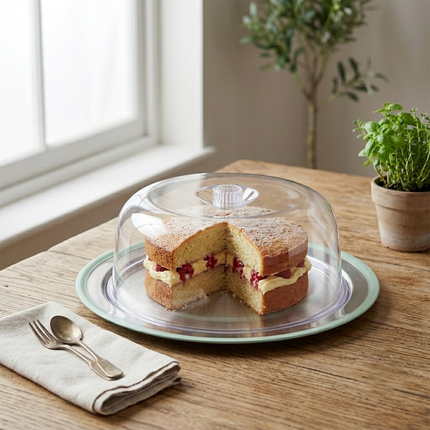 Stainless Steel Smart Serve Platter with Clear Acrylic Dome Lid