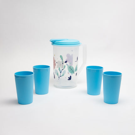 Printed Round Jug + Frost Tumbler PP 4 Pcs