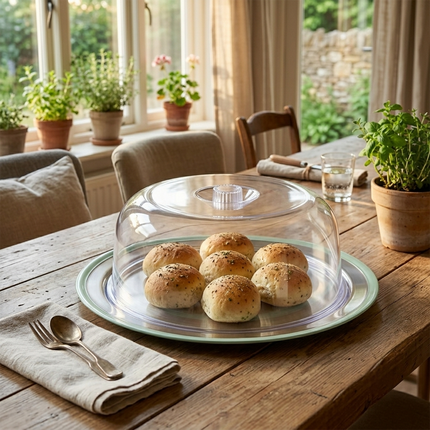 Stainless Steel Smart Serve Platter with Clear Acrylic Dome Lid