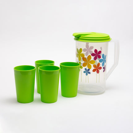 Printed Round Jug + Frost Tumbler PP 4 Pcs