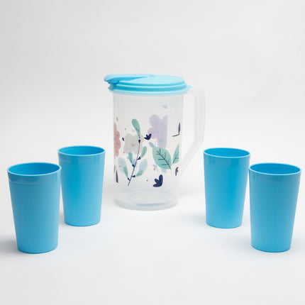 Printed Round Jug + Frost Tumbler PP 4 Pcs