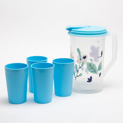 Printed Round Jug + Frost Tumbler PP 4 Pcs