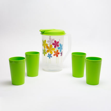 Printed Round Jug + Frost Tumbler PP 4 Pcs