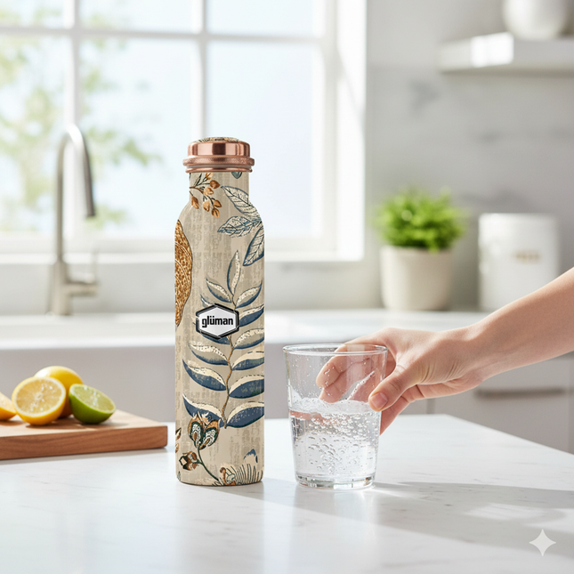 Natura Printed Copper Water Bottle - 950ml