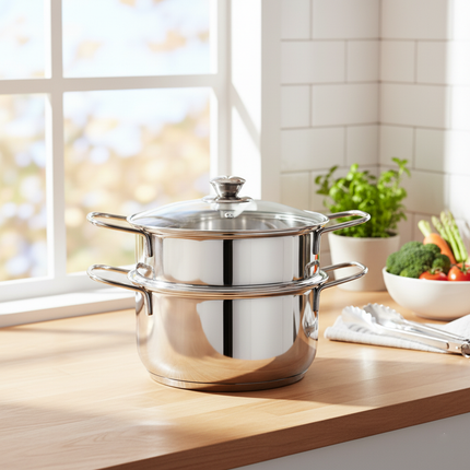 Steamer Stainless Steel with Glass Lid