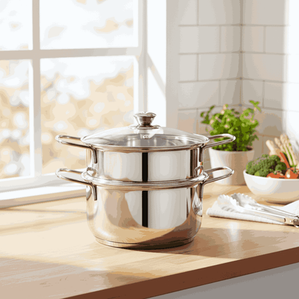 Steamer Stainless Steel with Glass Lid