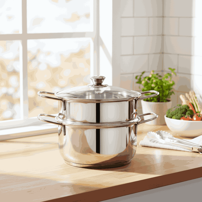 Steamer Stainless Steel with Glass Lid