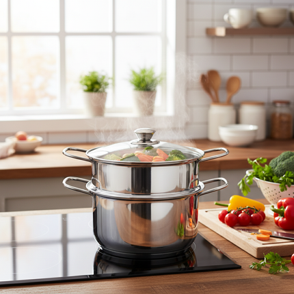 Steamer Stainless Steel with Glass Lid