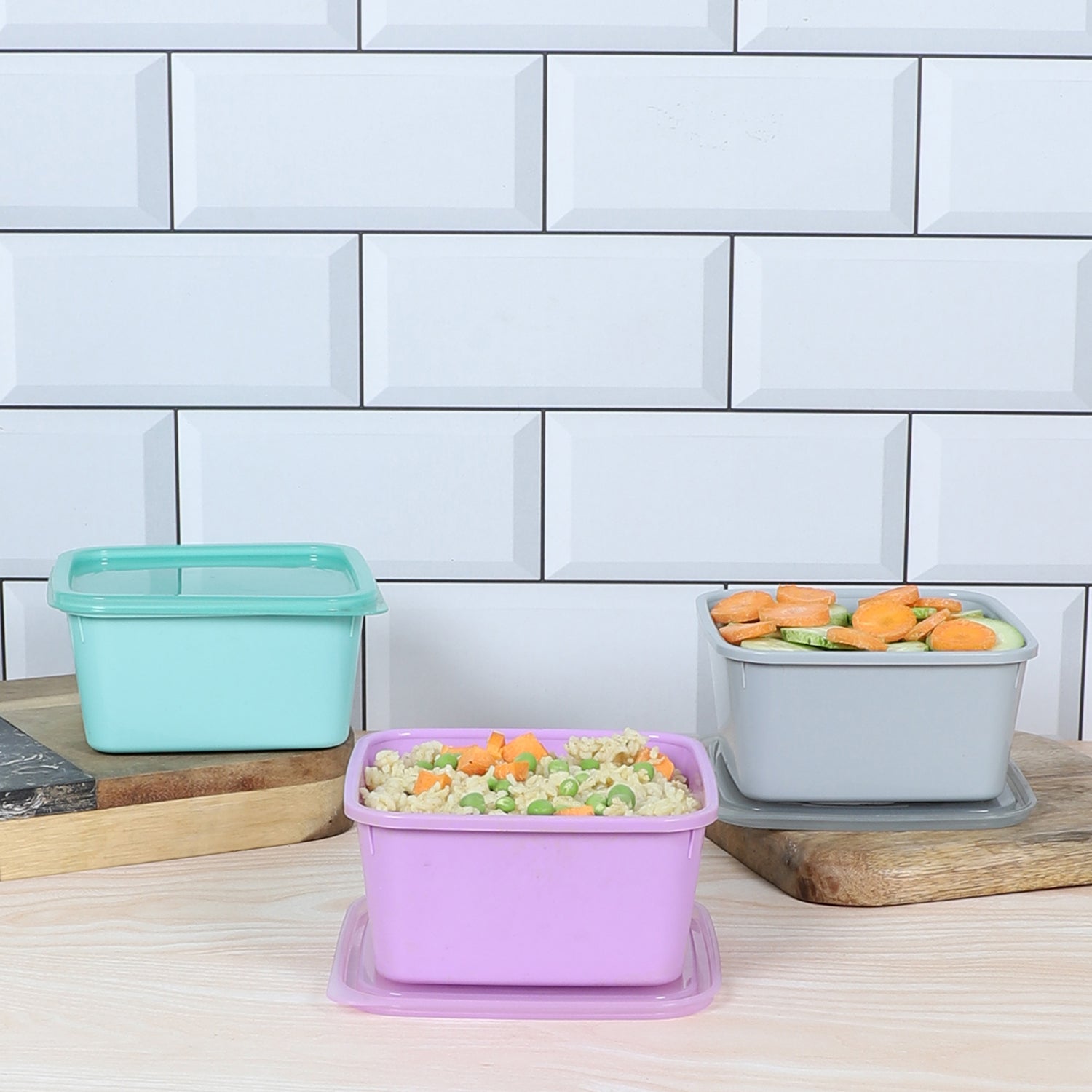 Square Container Brown Square Container 550 Ml (Set of 3) – Gluman