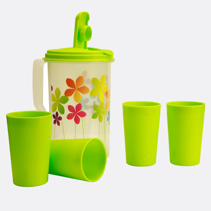 Printed Round Jug + Frost Tumbler PP 4 Pcs